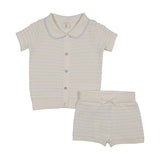 Analogie Clear Blue Textured Stripe Knit Set