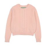 Maisonita Pale Pink Cabled Crew Sweater