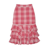Maisonita Red Plaid Maxi Layered Skirt