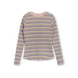 Vibe Pink Multi Striped Ribbed T-Shirt