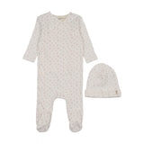 Mema Winter White/Pink Floral Side Snap Footie Set