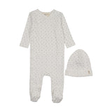 Mema Winter White/Blue Floral Side Snap Footie Set