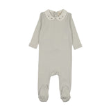 Mema Ice Blue Embroidered Collar Base Footie