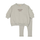 Mema Ice Blue Bonjour Baby Stitched Sweatshirt Set