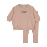 Mema Pale Rose Bonjour Baby Stitched Sweatshirt Set