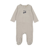Mema Ice Blue Cherry Embroidered Footie