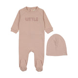 Mema Pale Rose Sherpa Wordart Footie Set