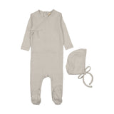Mema Ice Blue Mock Wrap Pointelle Footie Set