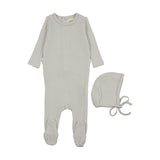 Mema Ice Blue Honeycomb Waffle Trimmed Footie Set