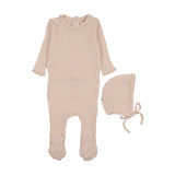 Mema Baby Blush Honeycomb Waffle Trimmed Footie Set
