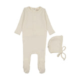 Mema Ivory Honeycomb Waffle Picot Edge Footie Set