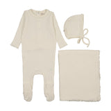 Mema Ivory Honeycomb Waffle Picot Edge Take Me Home Set