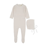 Mema White/Baby Blush Stripes Knit Footie Set