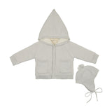 Mema Ice Blue Hooded Knit Sherpa Lined Sweater