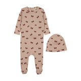 Mema Burgundy Bow Print Footie Set
