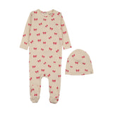 Mema Hot Pink Bow Print Footie Set