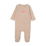 Mema Blush/Neon Pink Cherry Embroidered Footie