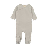 Mema Ice Blue Velour Side Snap Footie