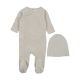 Mema Ice Blue Velour Side Snap Footie Set