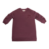 Numu Eggplant Embroidered Bow Sweatshirt Dress