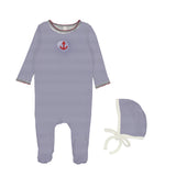 Bopop Navy Anchor Pinstripe Footie Set