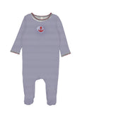 Bopop Navy Anchor Pinstripe Footie