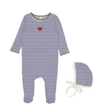 Bopop Navy Heart Pinstripe Footie Set