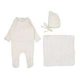 Lilette Cream/Blue Crown Pointelle Graphic Layette Set