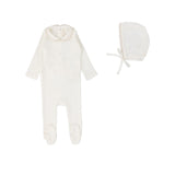 Lilette Winter White/Blush Edged Collar Footie Set