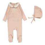 Lilette Dusty Pink Emblem Embroidered Footie Set