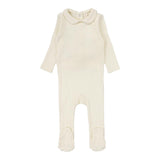 Lilette Cream Peter Pan Fine Pointelle Collar Footie