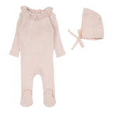 Lilette Petal Ruffle Fine Pointelle Collar Footie Set