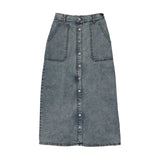 Emm Medium Denim Button Down Midi Skirt