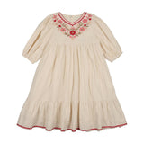 Teela Vanilla Floral Embroidery Dress