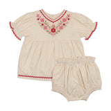 Teela Vanilla Floral Embroidery Romper/Set