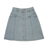 Teela Light Denim A-Line Button Down Skirt