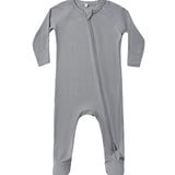 Quincy Mae Slate Bamboo Zip Footie