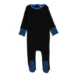 Lil Legs Black/Royal Blue Striped Cuff Footie