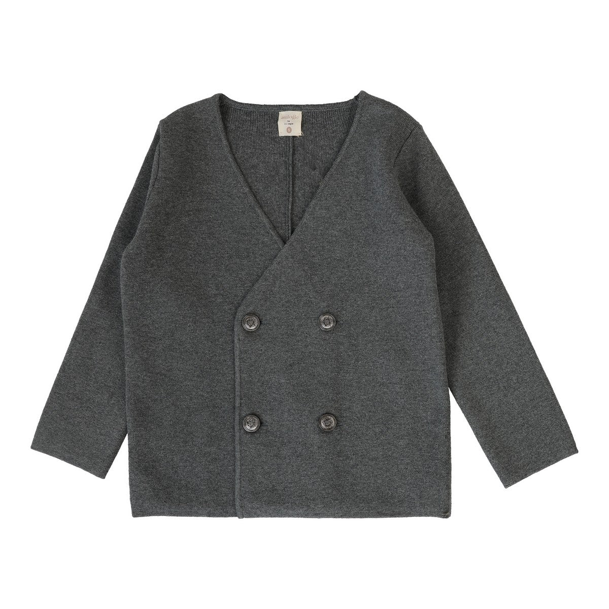 Analogie Mid Grey Double Breasted Knit Blazer