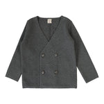 Analogie Mid Grey Double Breasted Knit Blazer