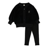 Lil Legs Black Velour Lounge Set