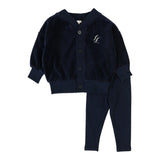 Lil Legs Navy Velour Lounge Set