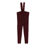 Lil Legs Deep Red Knit Long Suspender Leggings