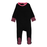 Lil Legs Black/Hot Pink Striped Cuff Footie