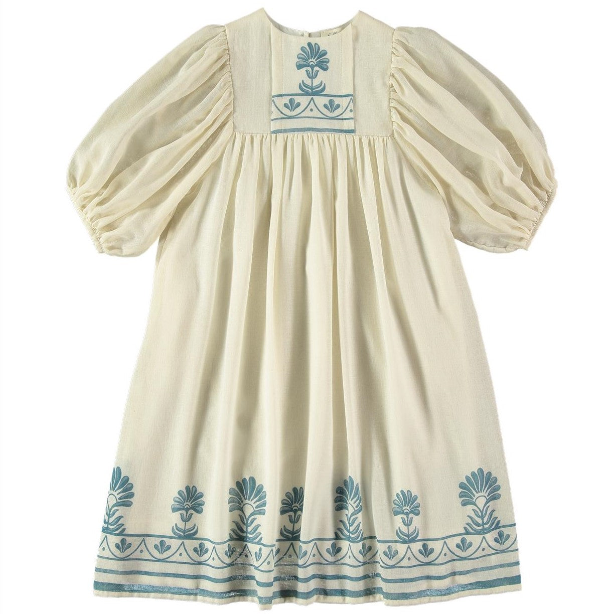 Belle Chiara Ecru Vertical Ornamental Border Dress