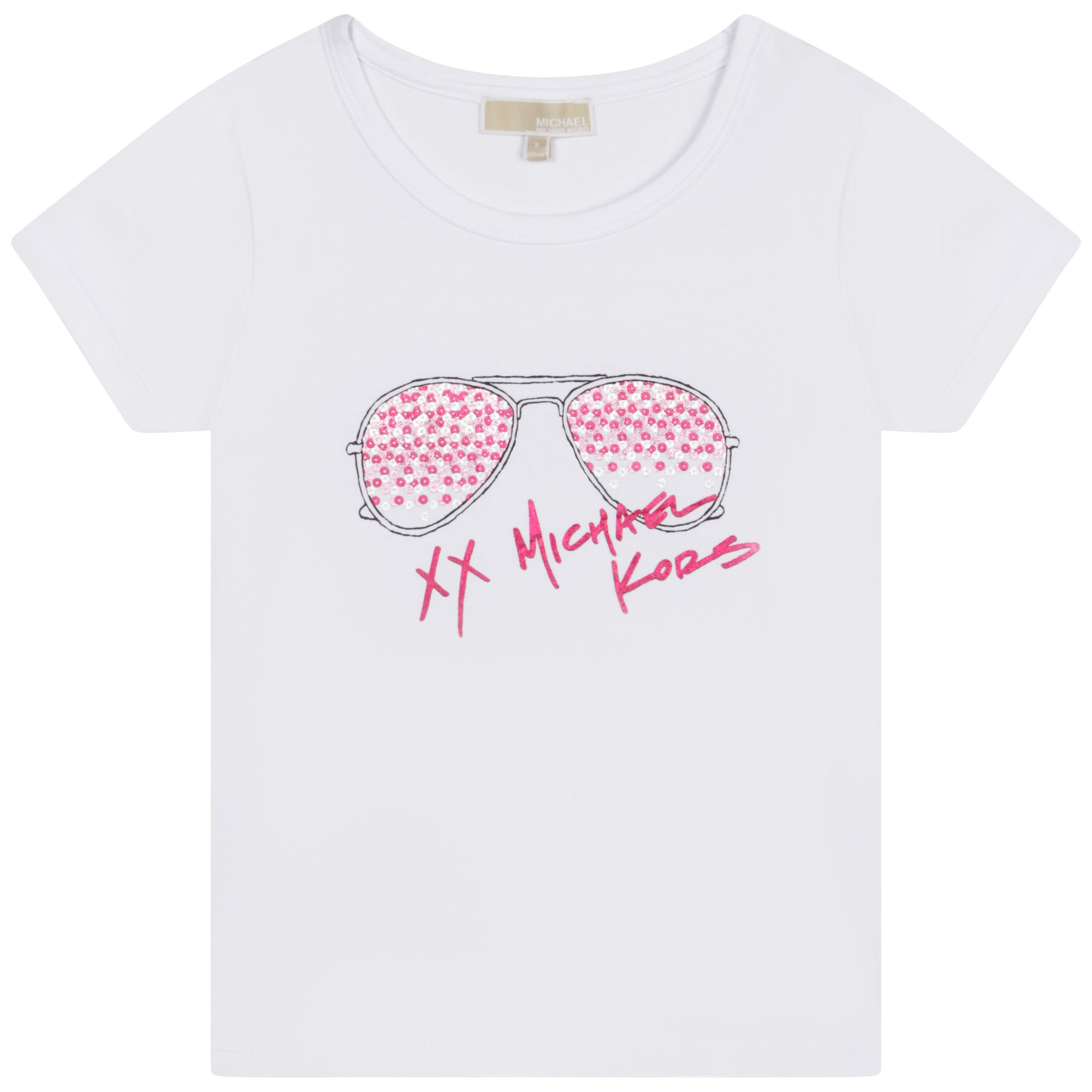 MICHAEL KORS GOLD STUDS LOGO TSHIRT Woman White Mascheroni Store #40 MICHAEL KORS GOLD STUDS LOGO TSHIRT Woman White Mascheroni Store